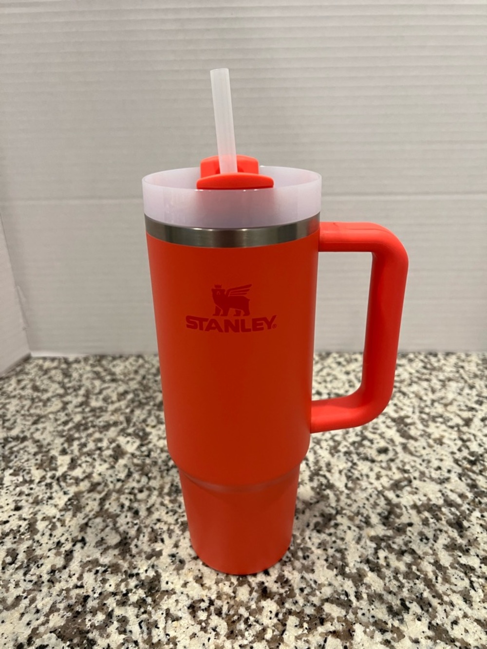 Stanley Orange Travel Tumbler with Handle and Straw brand new 30 ounce